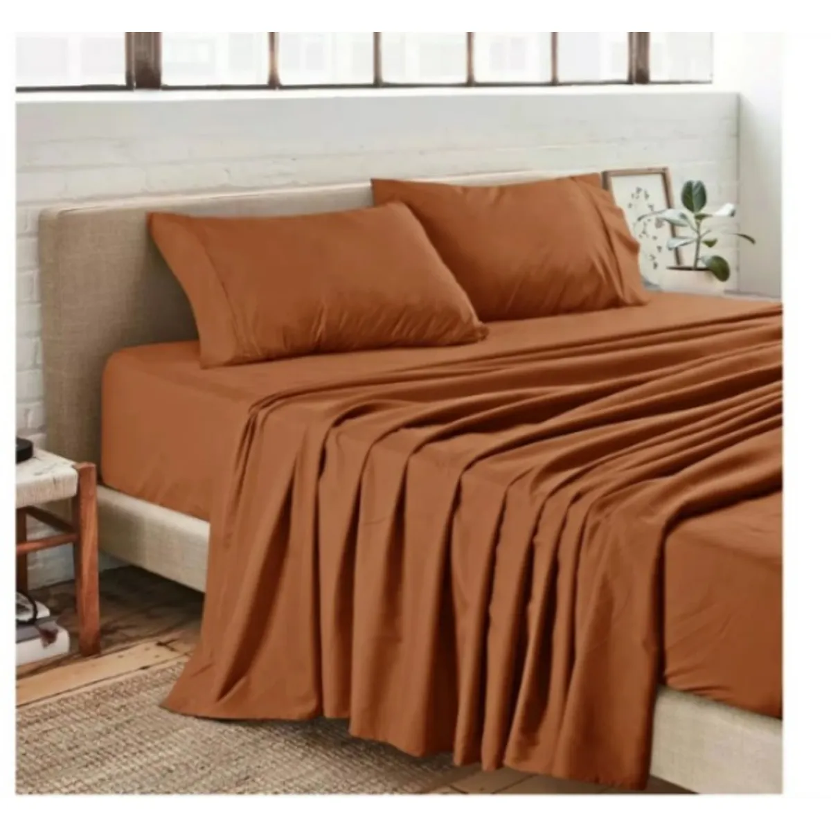 GENERICO - Sabanas De Algodón Bramante Queen marron