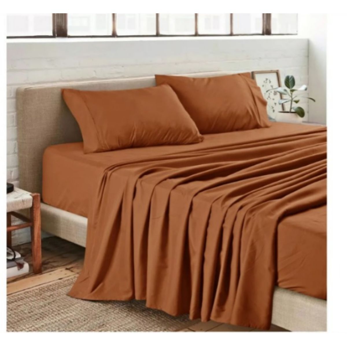 GENERICO - Sabanas De Algodón Bramante King Marrón