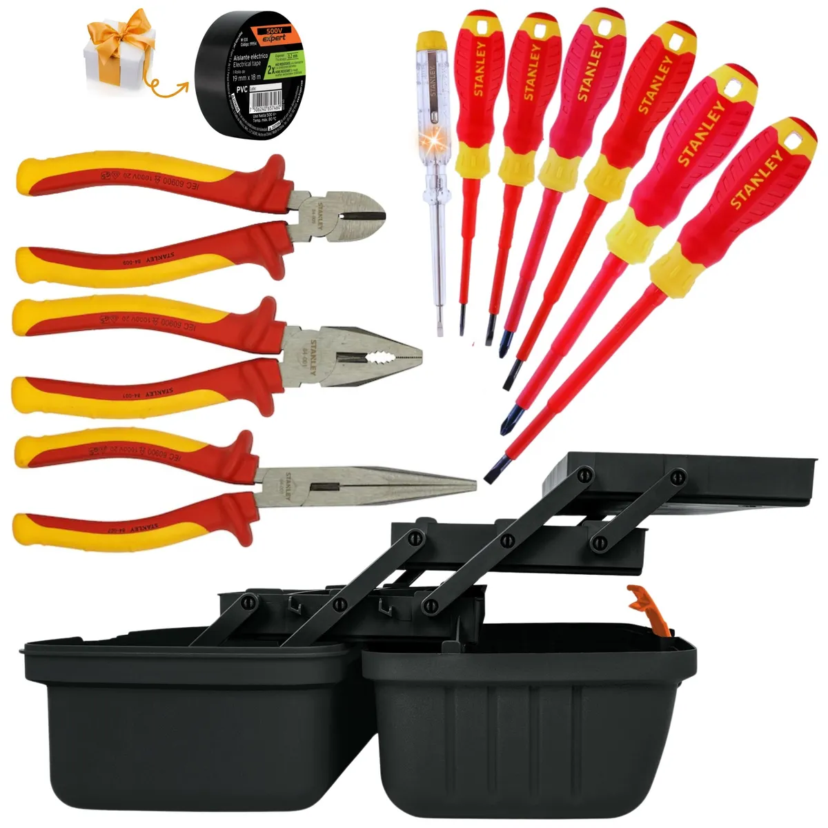 STANLEY - Alicates y desarmadores dieléctricos 1000V KIT caja de electricista