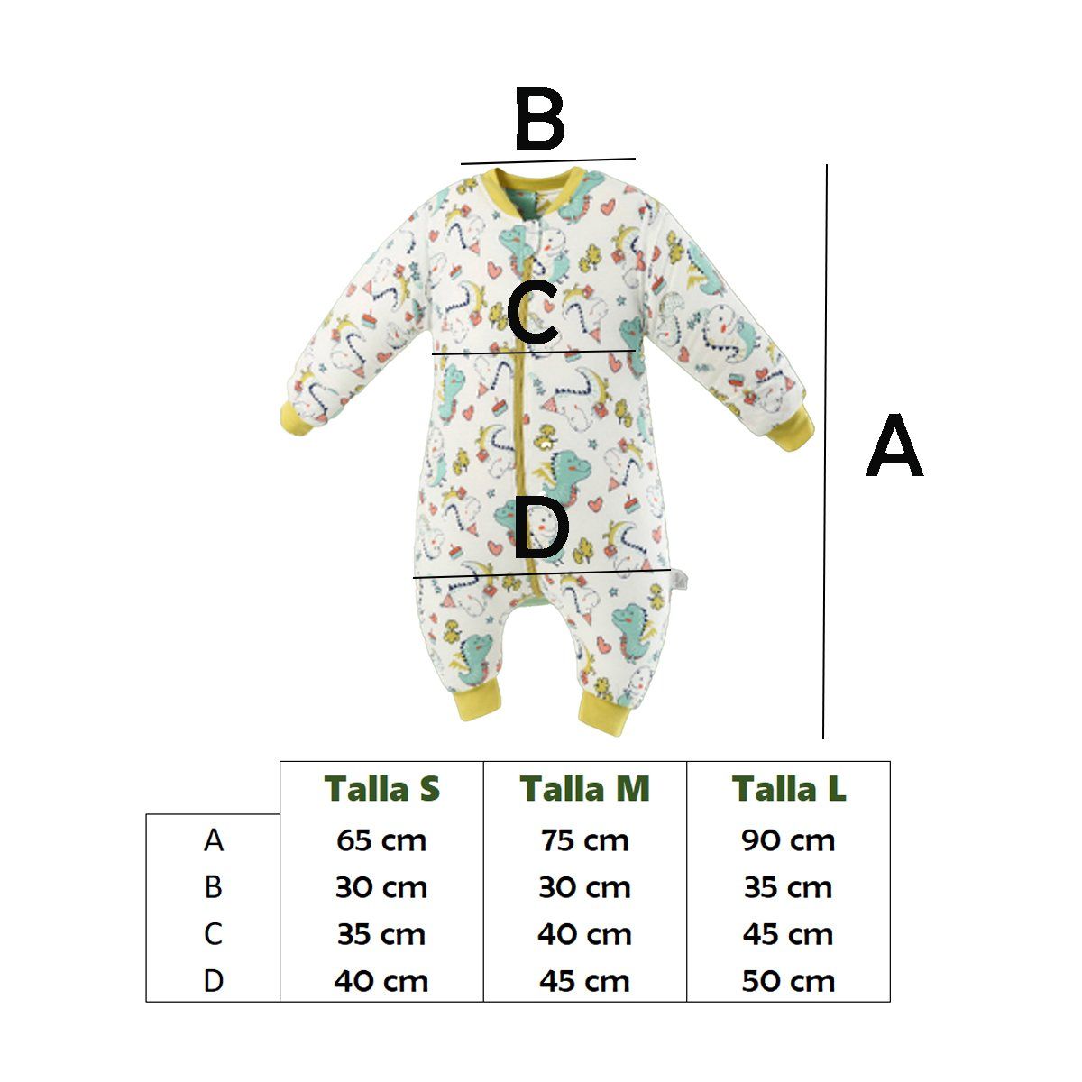 GENERICO - Pijama Saco de Dormir Infantil 100% Algodon Talla S (1 a 2 años)