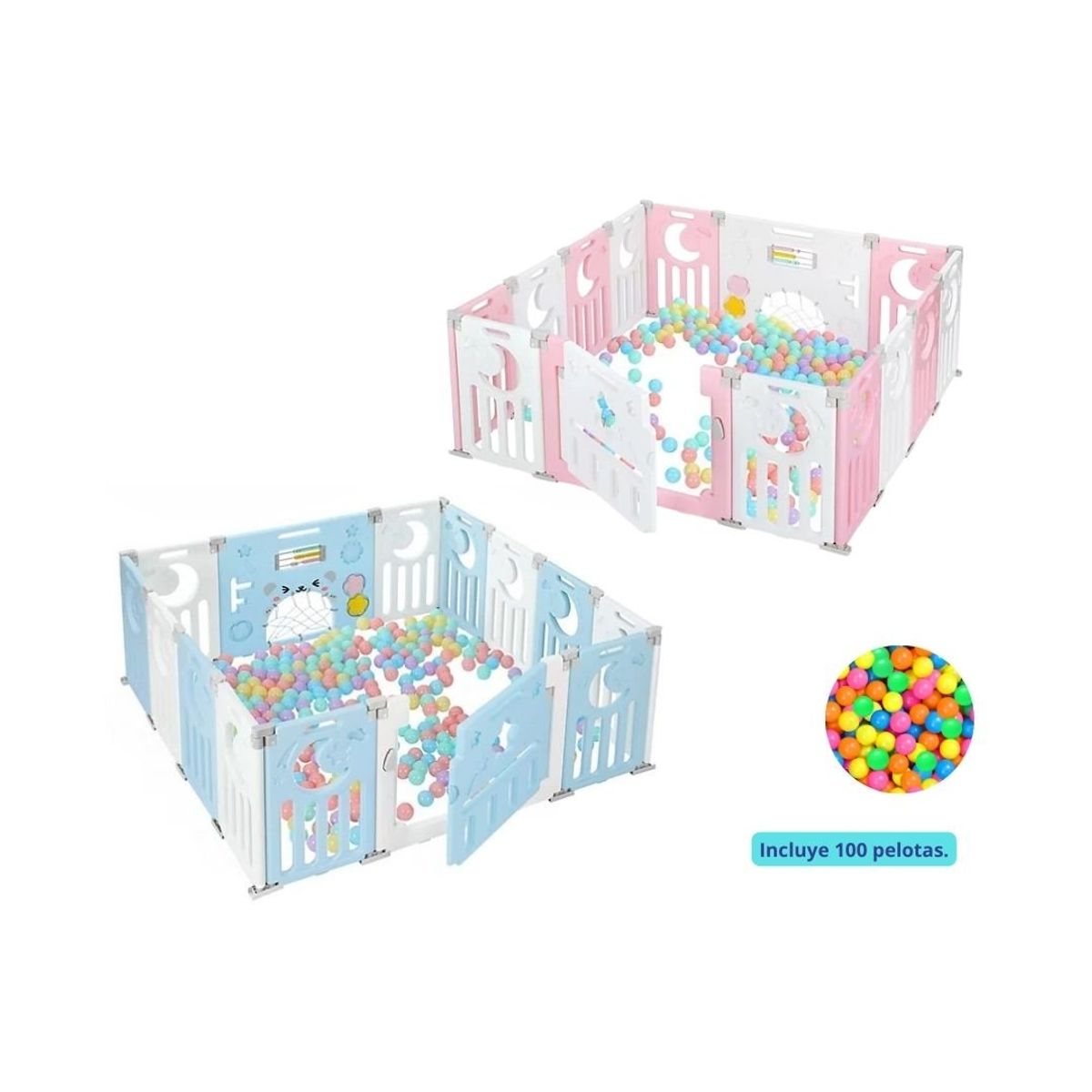 GENERICO - Combo Mellizo Corral de Juegos con Pelotas Mixto para Bebés