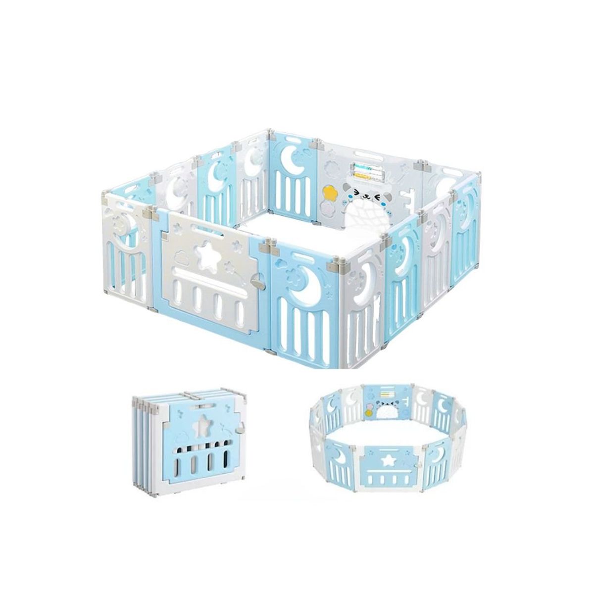 GENERICO - Corral Plegable de Juegos 12Paneles para Bebé - Celeste