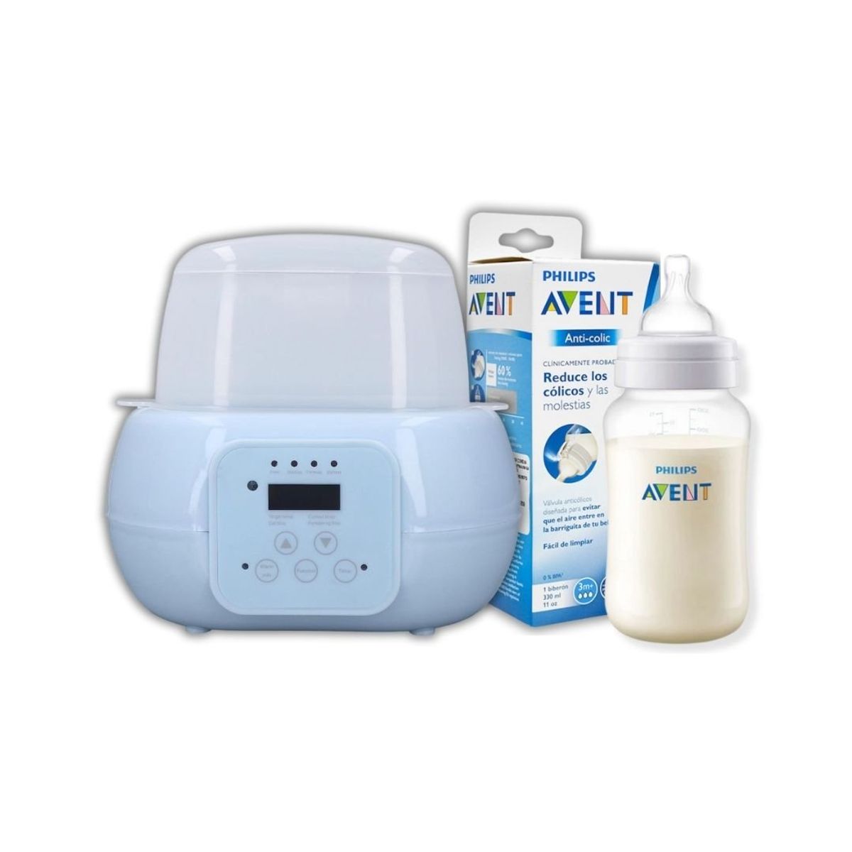 GENERICO - Calentador Esterilizador De Biberones Azul+ Biberon 11Oz