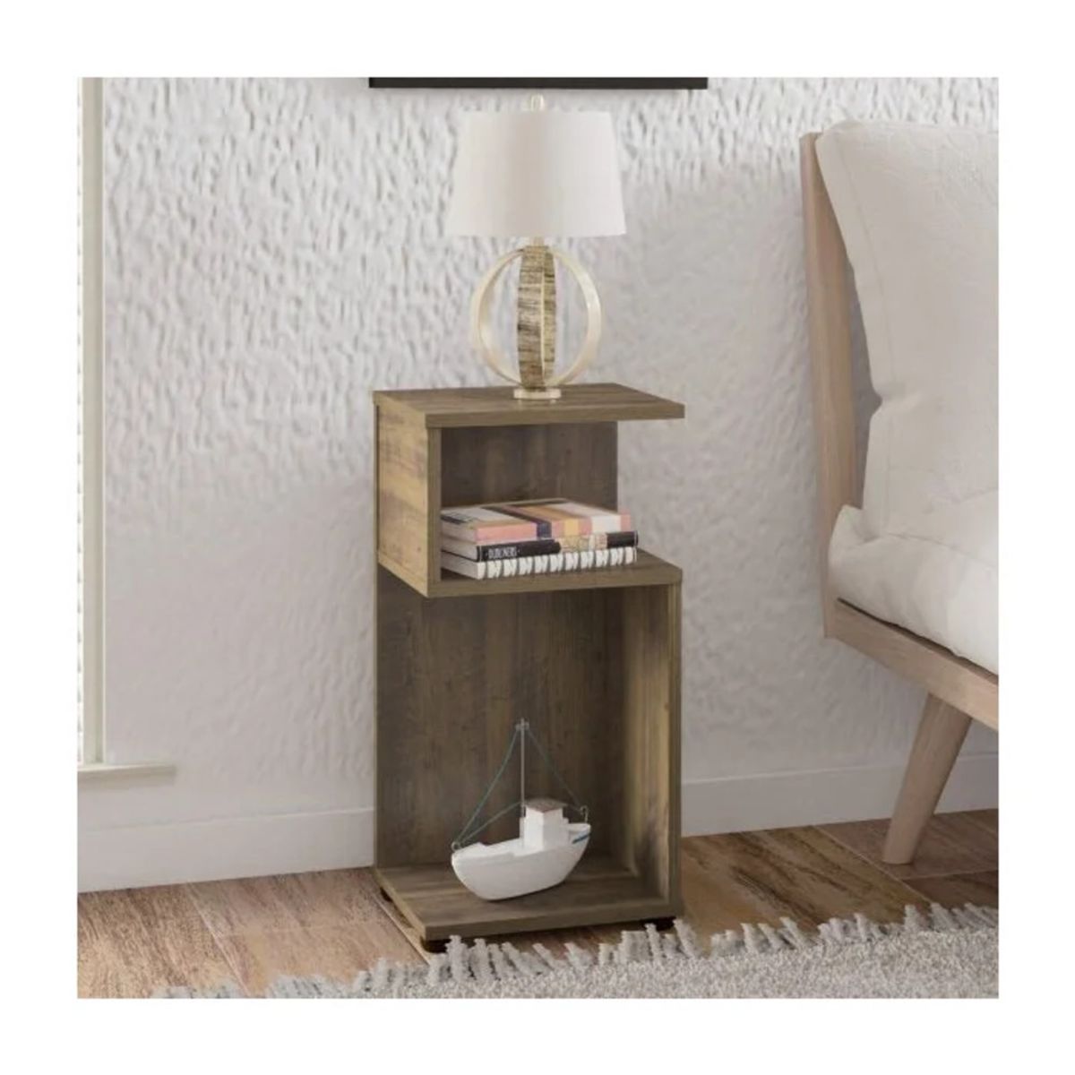 R&R MUEBLES - Mesa Lateral Koushi Marrón R&R MUEBLES