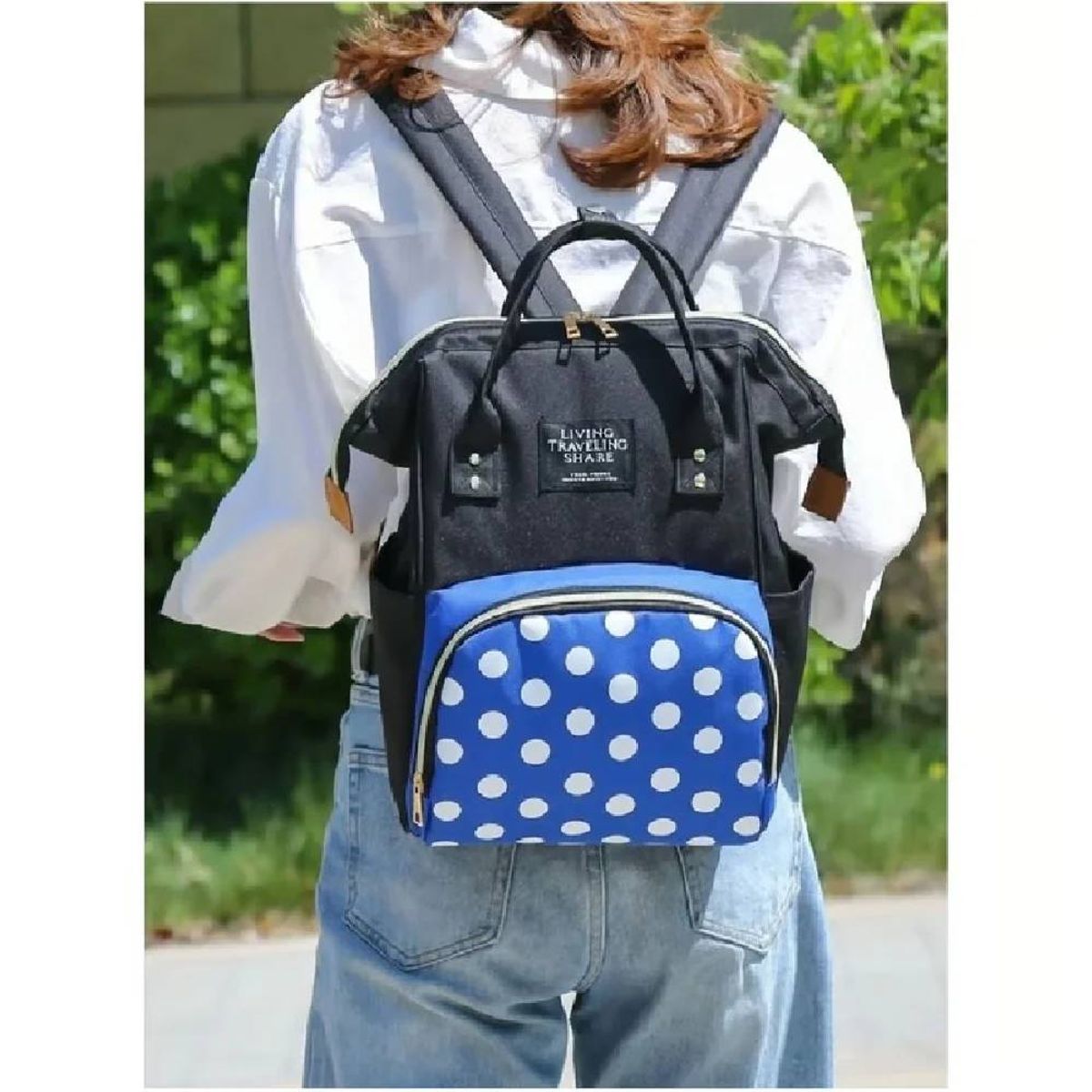 GENERICO - MOCHILA PAÑALERA AZUL LIVING TRAVELING SHARE