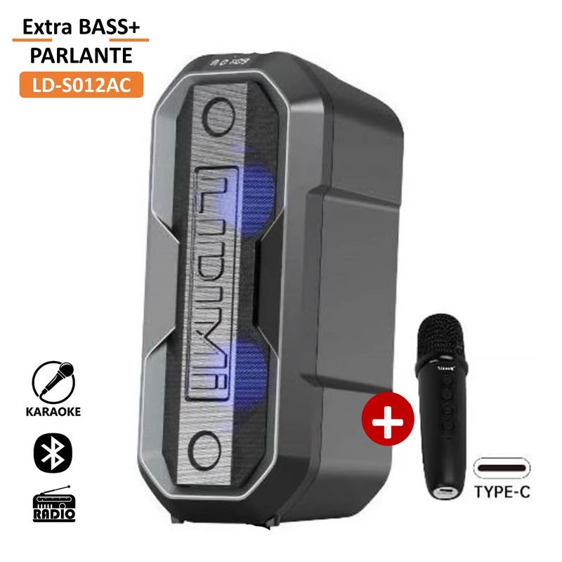 LIDIMI - Parlante Lidimi X-BASS 90W USB FM BT Karaoke LD-S012AC