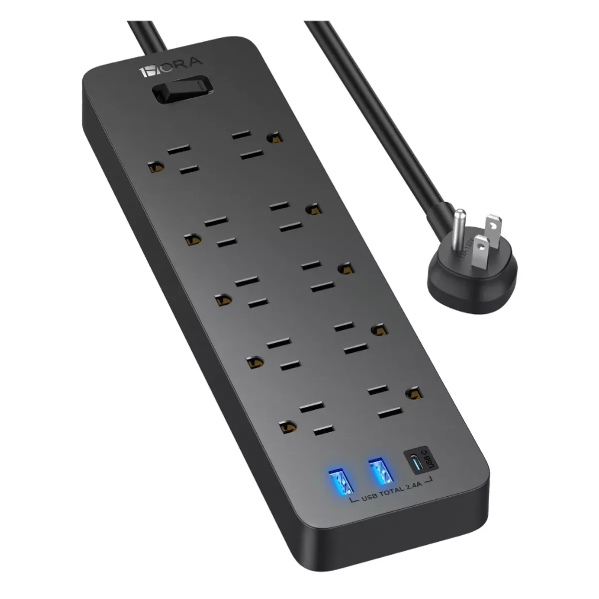 SEISA - Extensión Toma Corriente Carga Rápida 12W Type Usb  Supresor de Picos 8 Salidas 1HORA