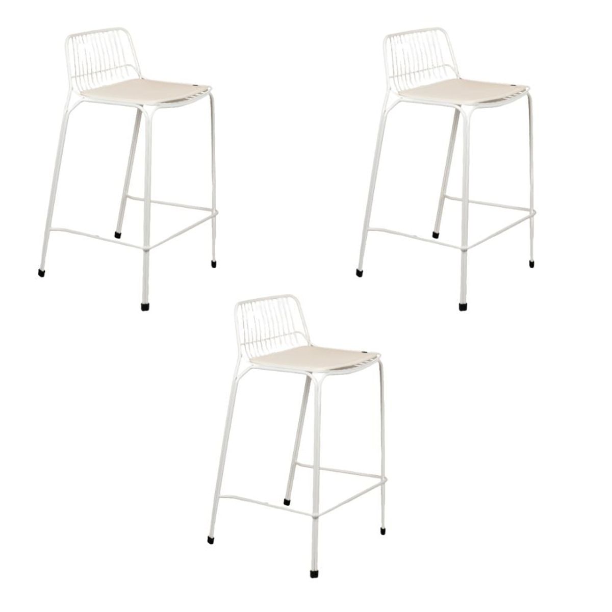 NIHM - Set x3 Silla Bar de Metal Humbo Blanco