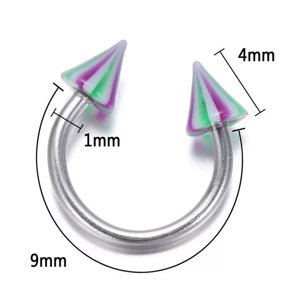 GENERICO - Set x 2 Piercings para septum 8mm puntas smiley labret colores al azar