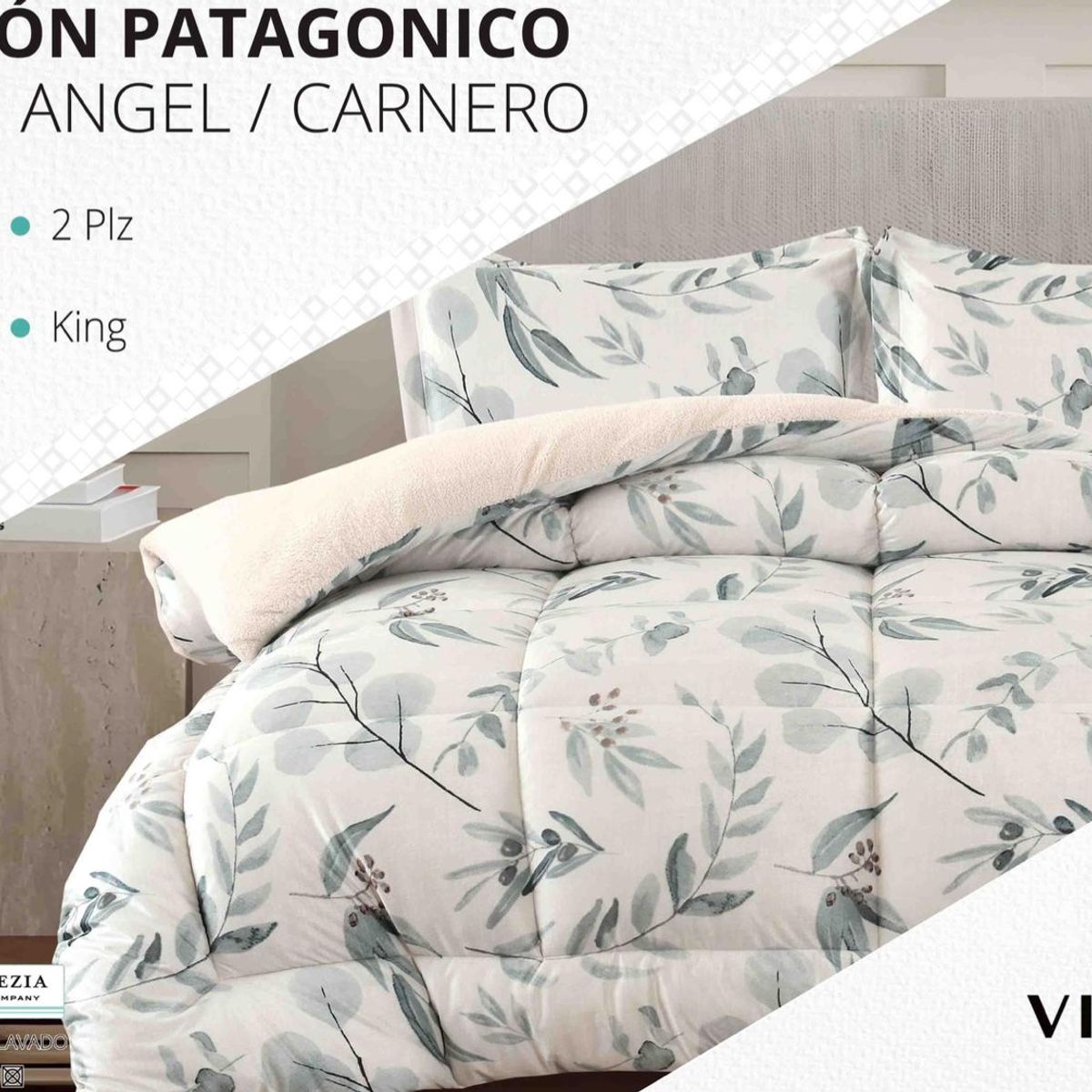 VENEZIA - Edredón 2 plazas Piel de Ángel con Carnero Sherpa + Juego de Sábanas