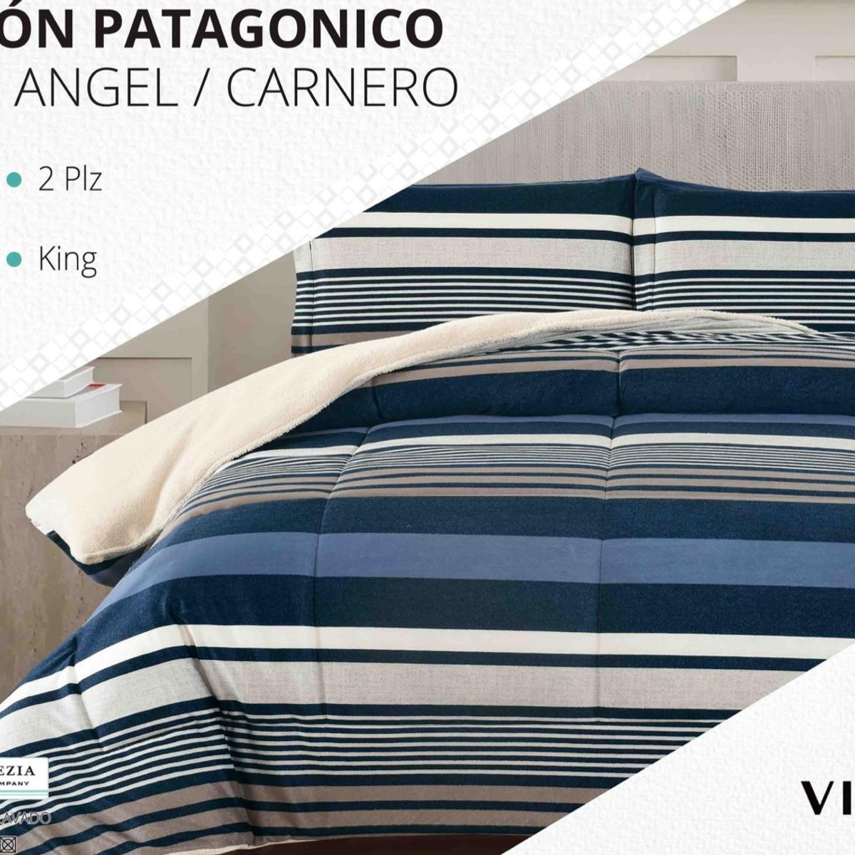 VENEZIA - Edredón 2 plazas Piel de Ángel con Carnero Sherpa + Juego de Sábanas