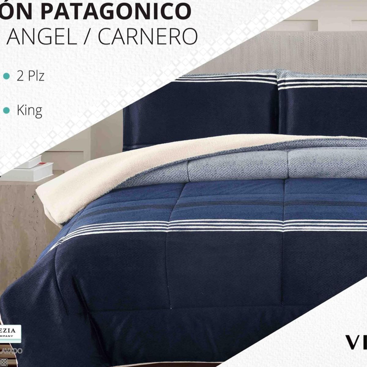 VENEZIA - Edredón 2 plazas Piel de Ángel con Carnero Sherpa + Juego de Sábanas