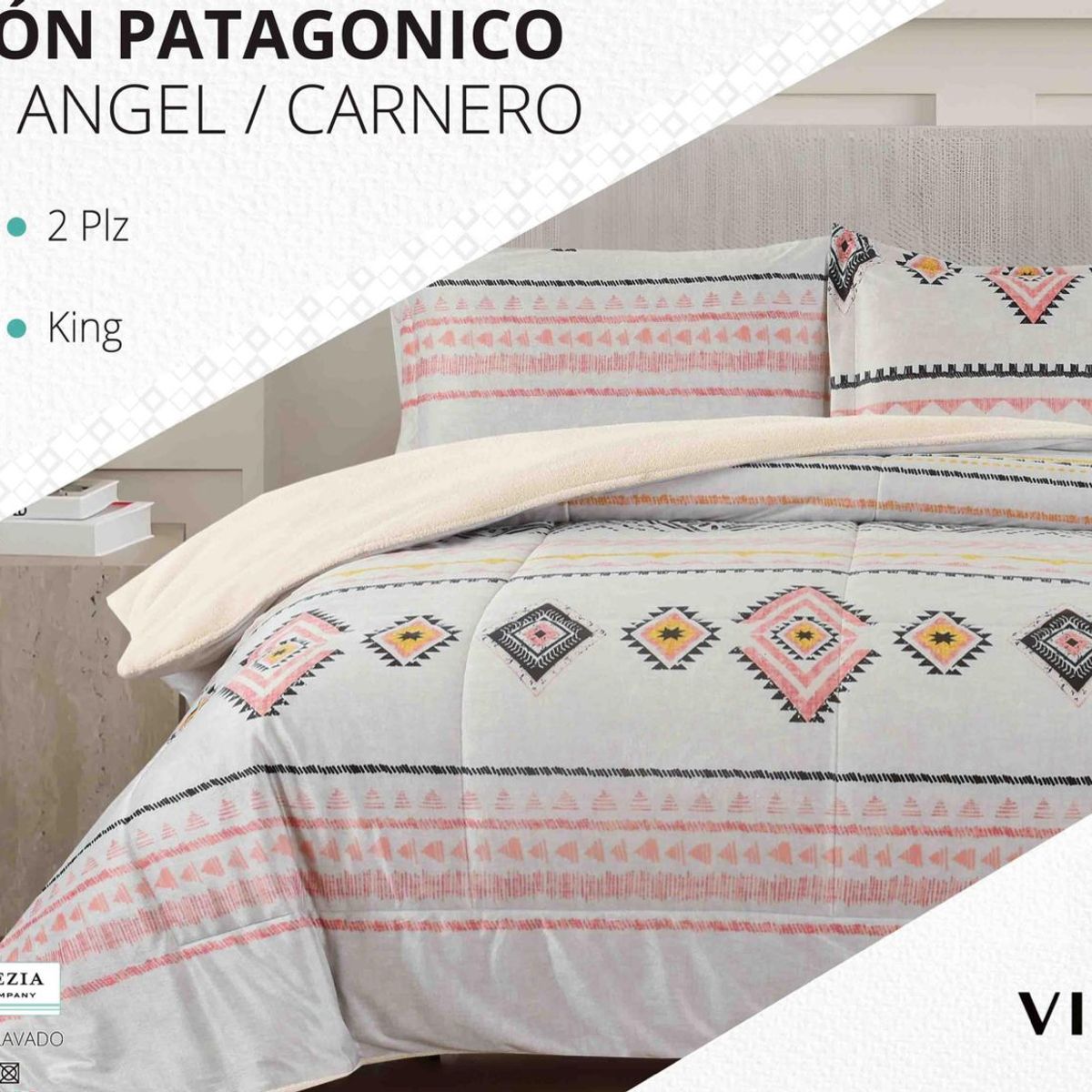 VENEZIA - Edredón 2 plazas Piel de Ángel con Carnero Sherpa + Juego de Sábanas