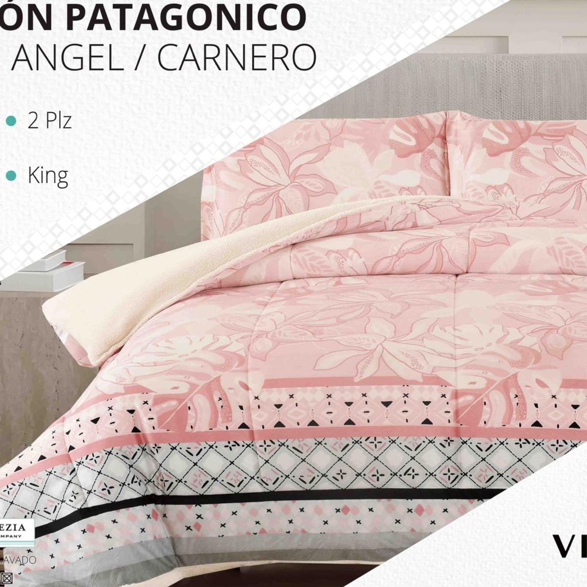 VENEZIA - Edredón 2 plazas Piel de Ángel con Carnero Sherpa + Juego de Sábanas