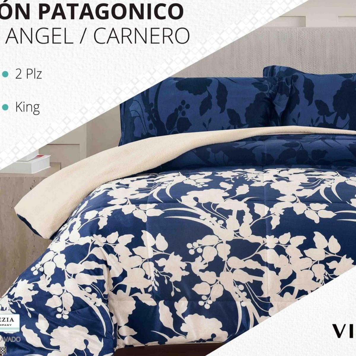 VENEZIA - Edredón 2 plazas Piel de Ángel con Carnero Sherpa + Juego de Sábanas