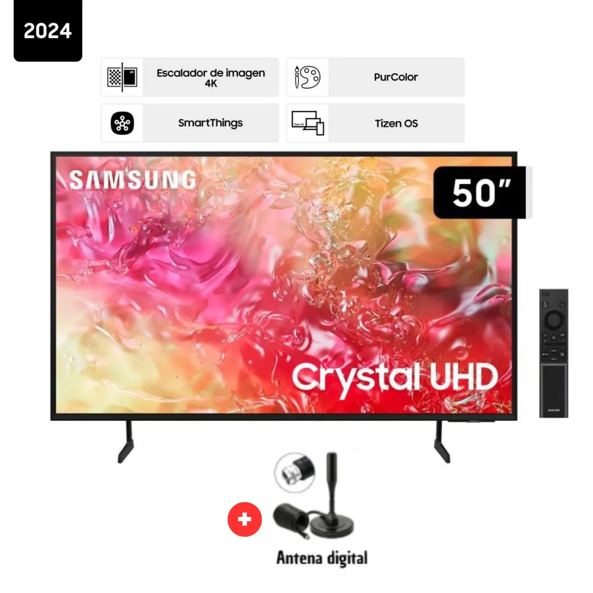 SAMSUNG - TELEVISOR SAMSUNG 50" UN50DU7000G  Crystal UHD 4K Smart TV (2024) + ANTENA DIGITAL