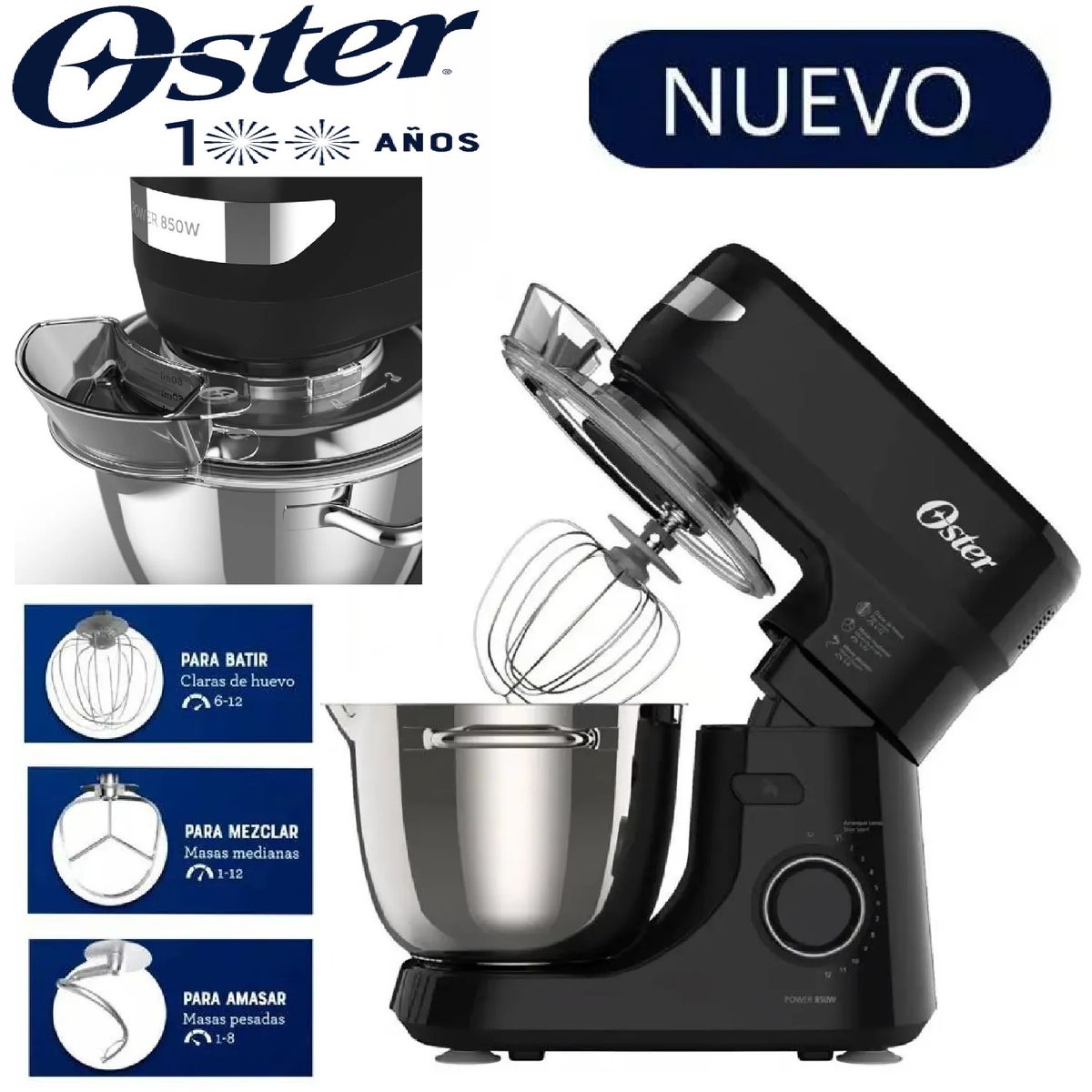 OSTER - Nueva Batidora Planetaria 850W FPSTSMPL2B -Negro