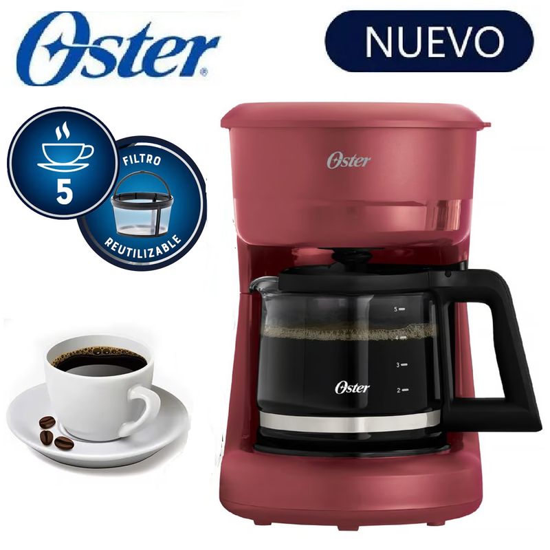 OSTER - Cafetera Oster 5tz de Filtro reutilizable BVSTDCS51R -Rojo