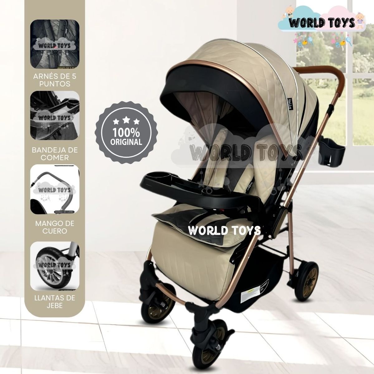BABY - Coche Cuna de Lujo «MERCURY» Beige