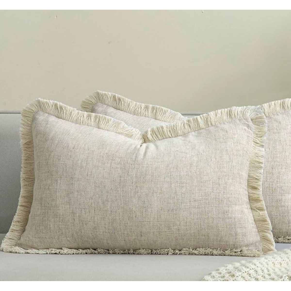 GENERICO - Cojín Lino crudo rectangular offwhite beige