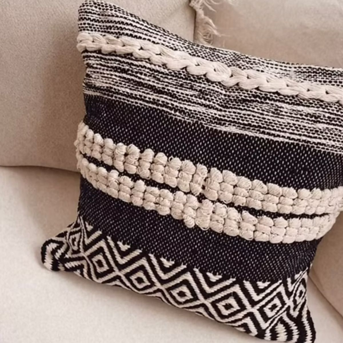 GENERICO - Cojín Dalmacia algodón textura negro