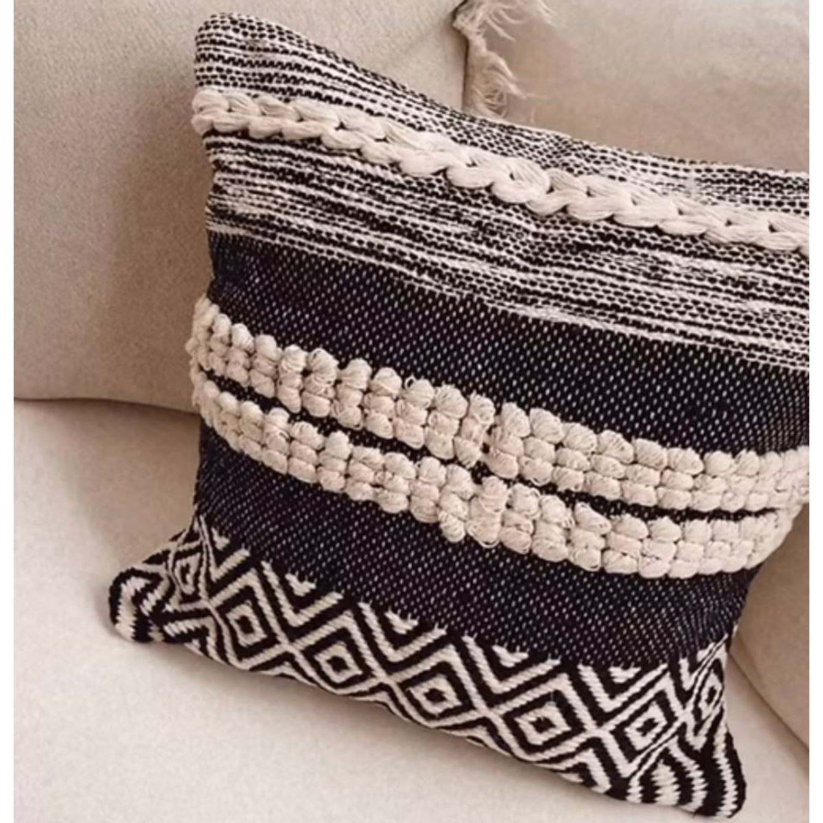 GENERICO - Cojín Dalmacia algodón textura negro