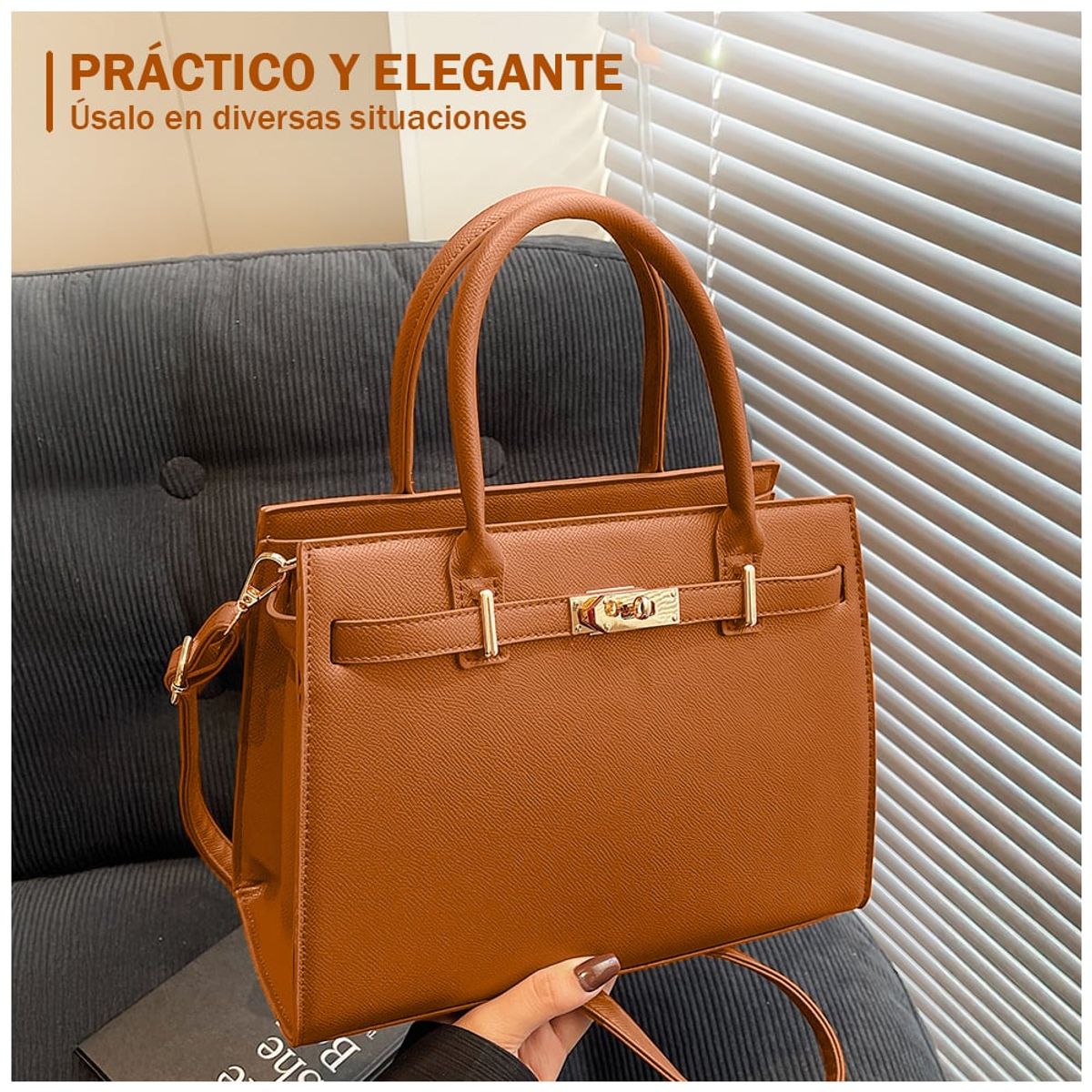 KELLER - Cartera de Mujer Elegante 2 Piezas Camel A61