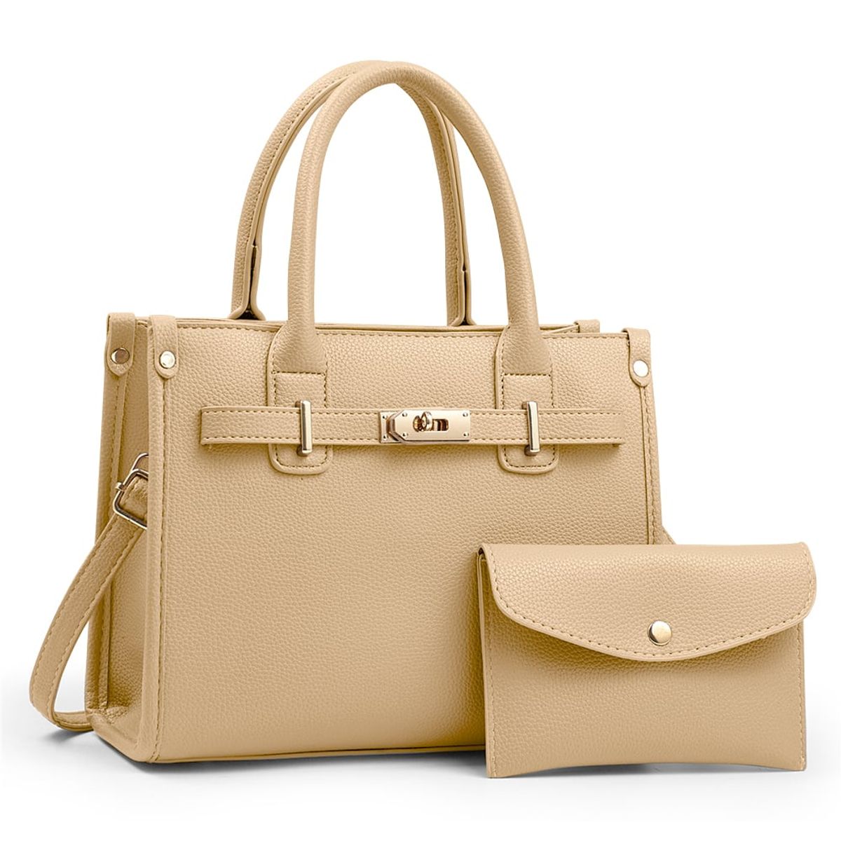 KELLER - Cartera de Mujer Elegante 2 Piezas Crema A61