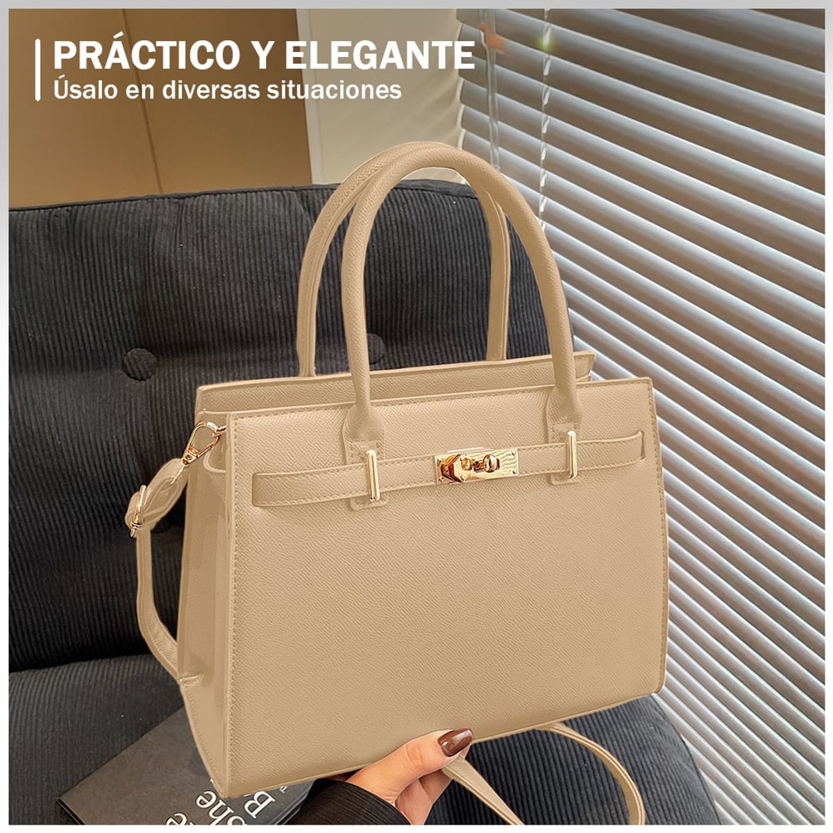 KELLER - Cartera de Mujer Elegante 2 Piezas Crema A61