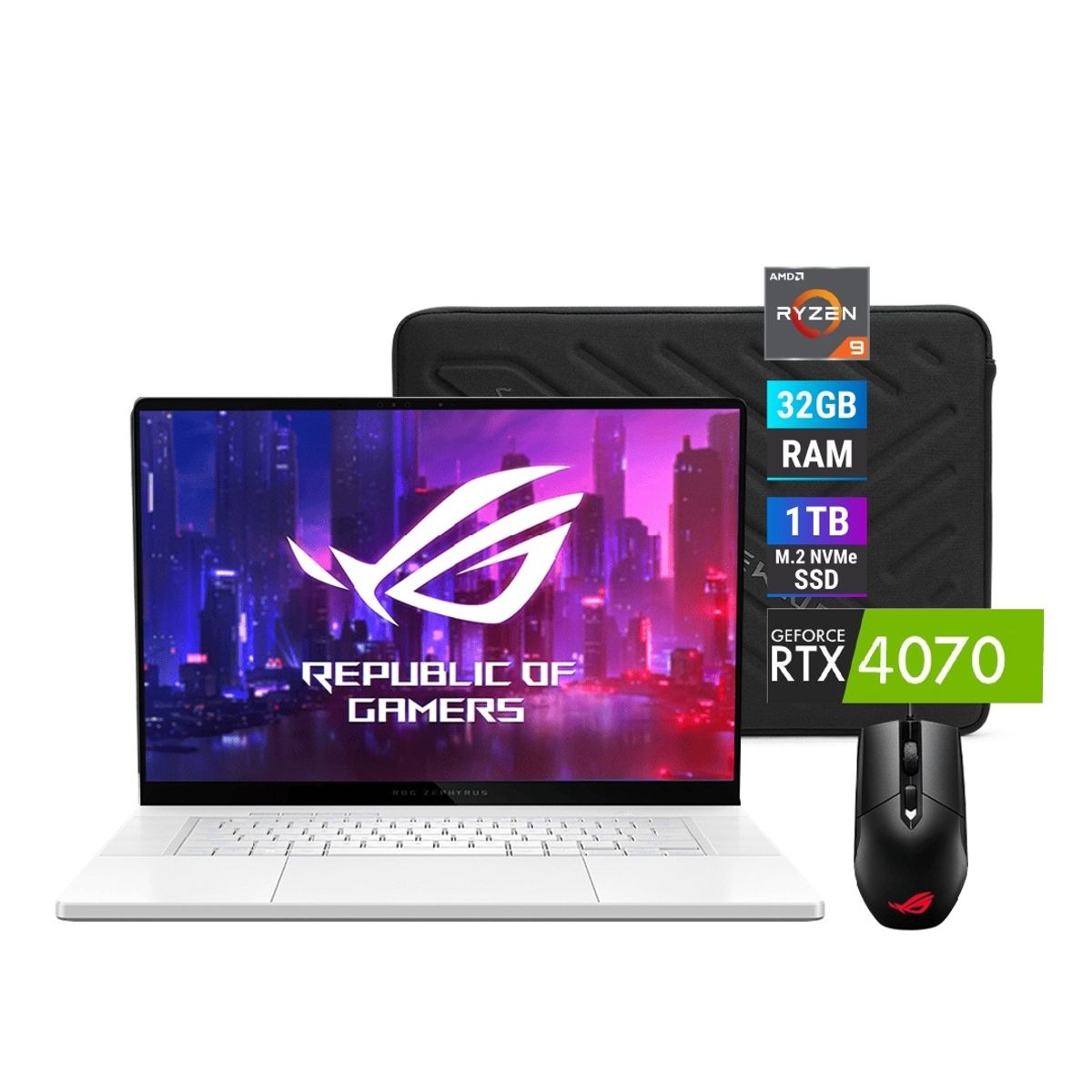 ASUS - Laptop ROG Zephyrus G16 R9 32GB 1TB RTX4070 8GB W11 OLED 16