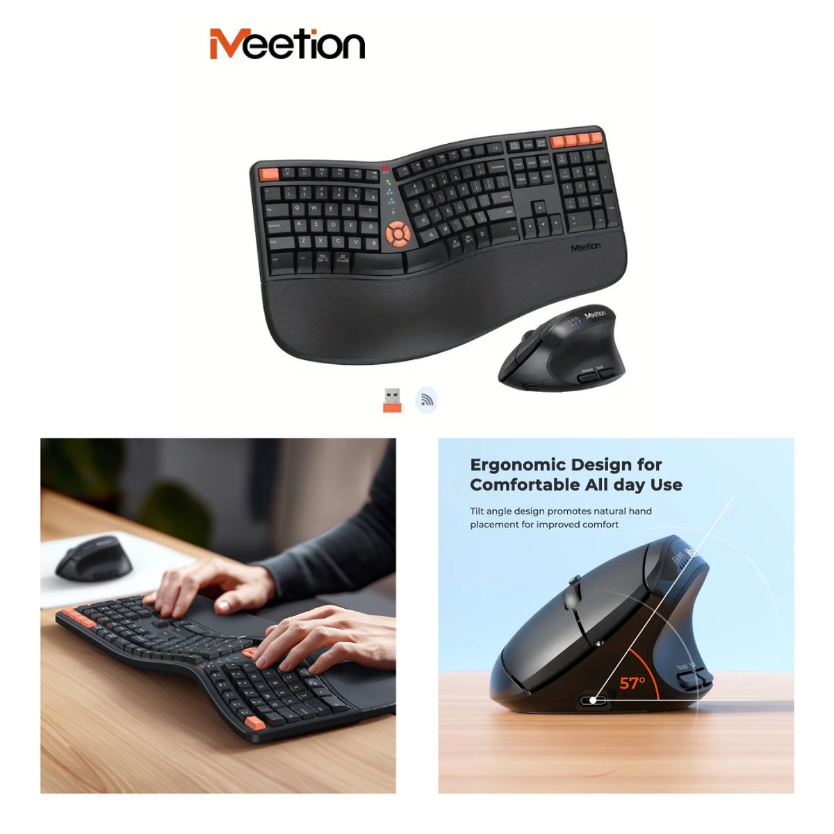 MEETION - Combo Teclado con Mouse Recargable MEETION Director C2 NEGRO