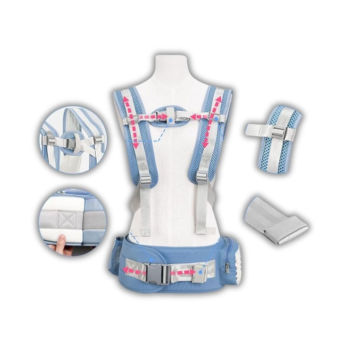 GENERICO - Canguro Ergonómico 5 En 1 Rosa Para Bebé