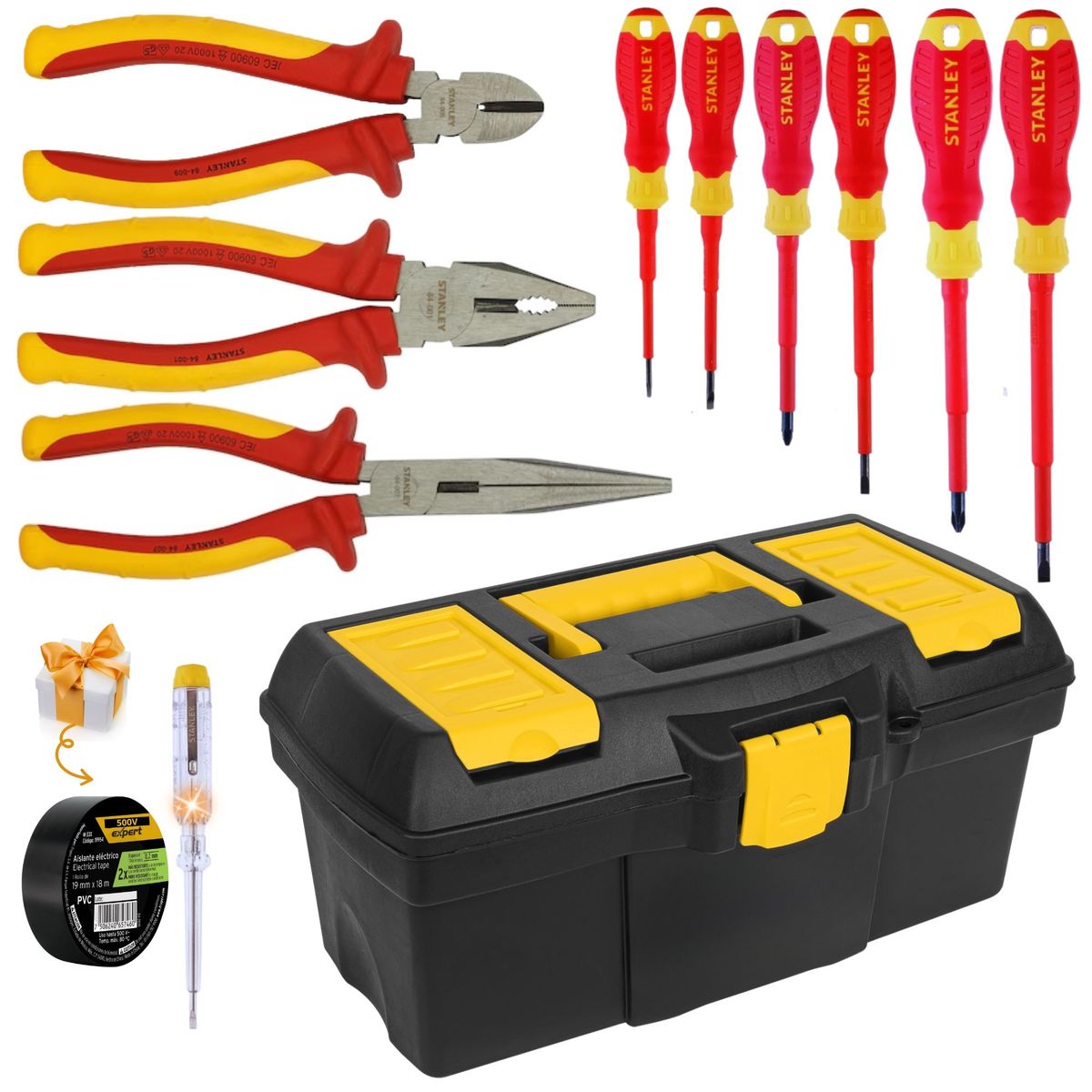 STANLEY - Alicates y desarmadores dieléctricos 1000V MALETA PORTA HERRAMIENTA