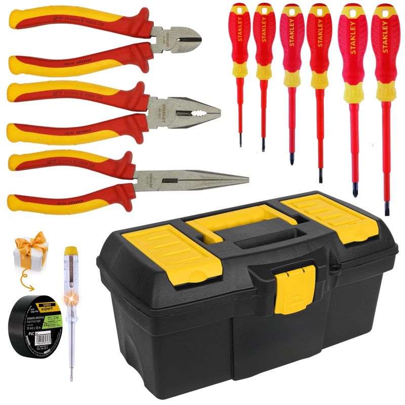 STANLEY - Alicates y desarmadores dieléctricos 1000V MALETA PORTA HERRAMIENTA