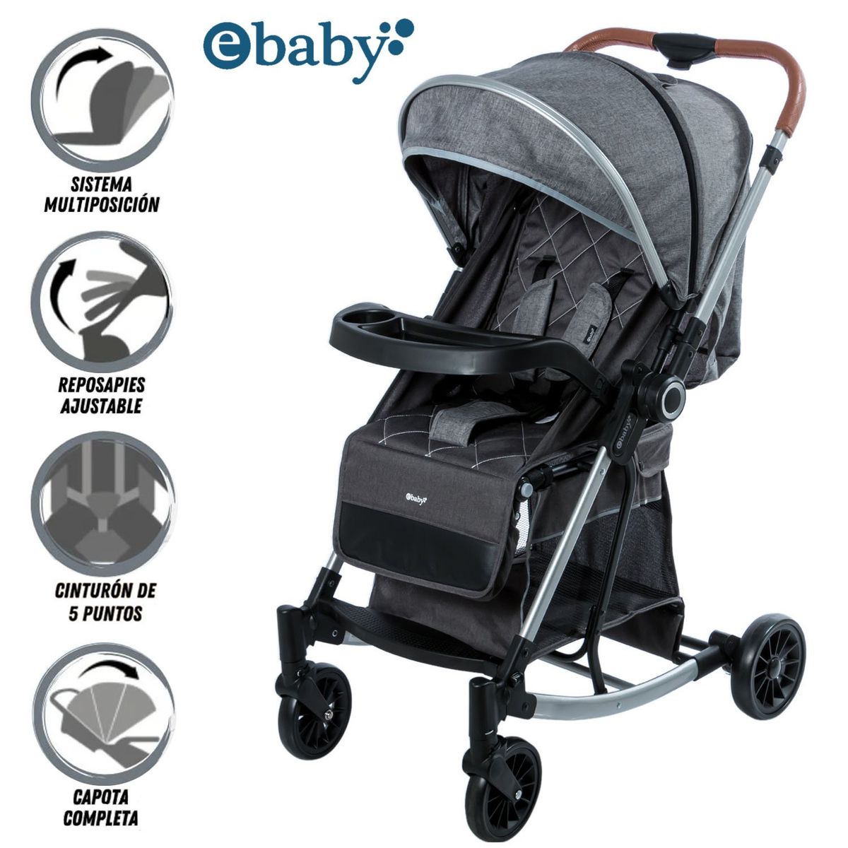 EBABY - Coche Mecedora de Lujo BOUNCY Gray