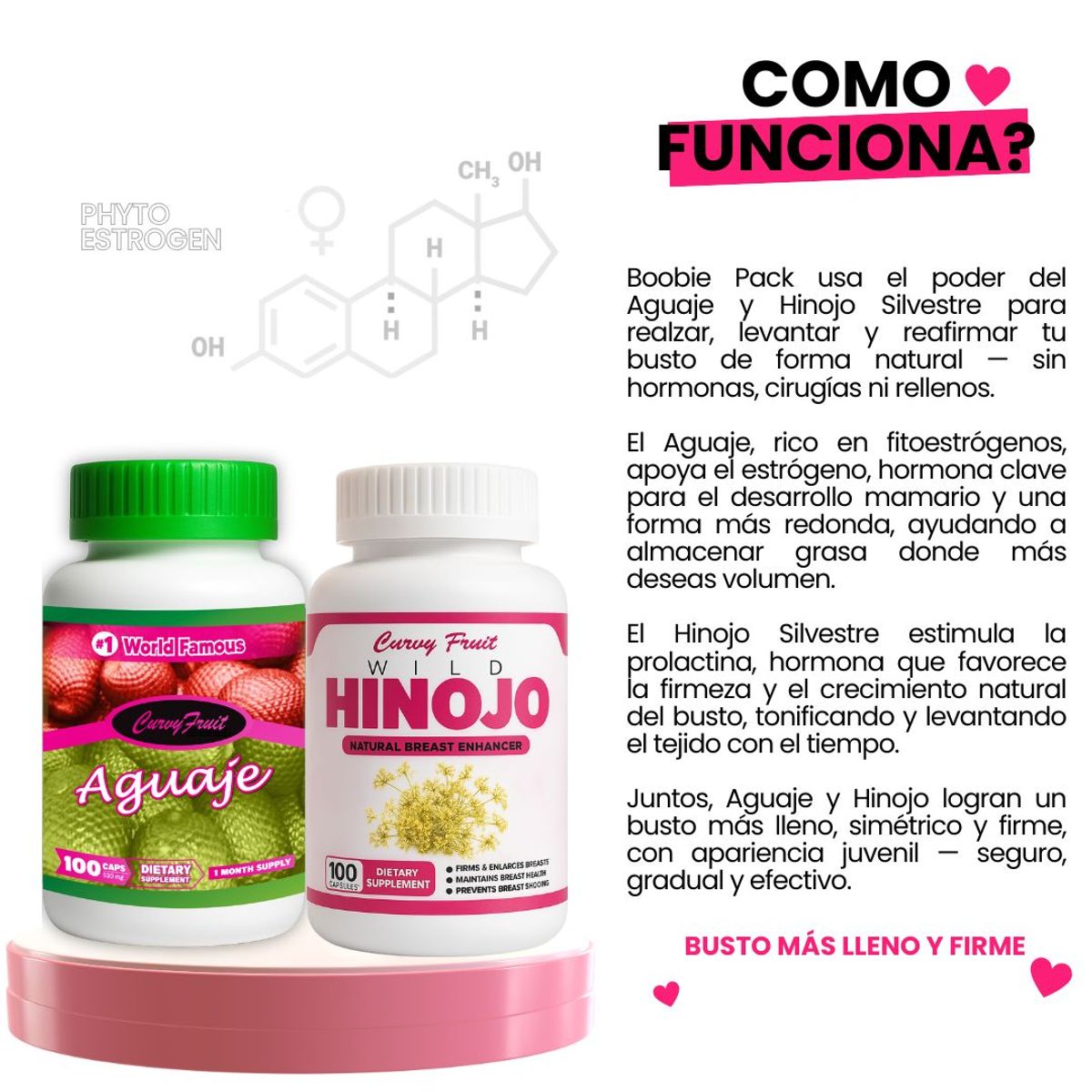 CURVY FRUIT - Boobie Pack Aguaje + Wild Hinojo - Aumento Natural de Busto – 200 Cápsulas – Curvy Fruit