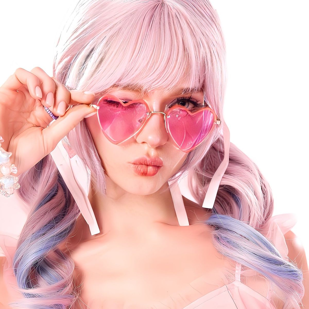 GENERICO - LENTES LOLITA CORAZON ROSADO N-002