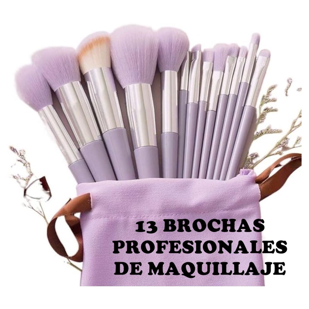 GENERICO - Set de 13 Brochas de Maquillaje Profesionales con Estuche Terciopelo