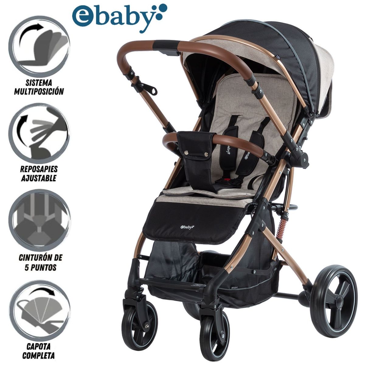 EBABY - Coche Maleta de Lujo RUDI Beige