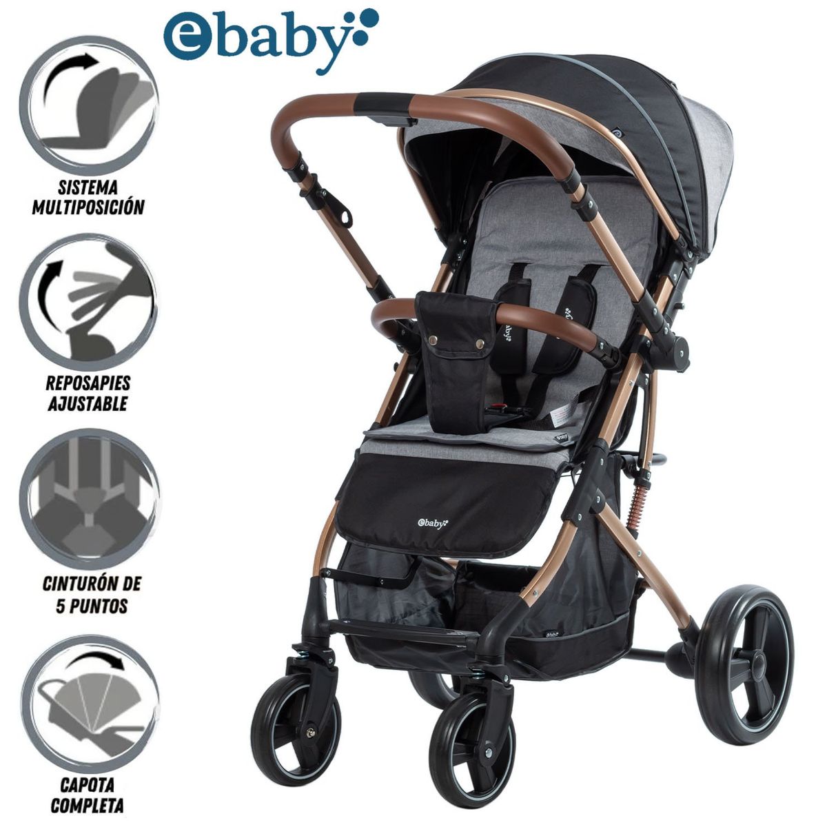 EBABY - Coche Maleta de Lujo RUDI Gray
