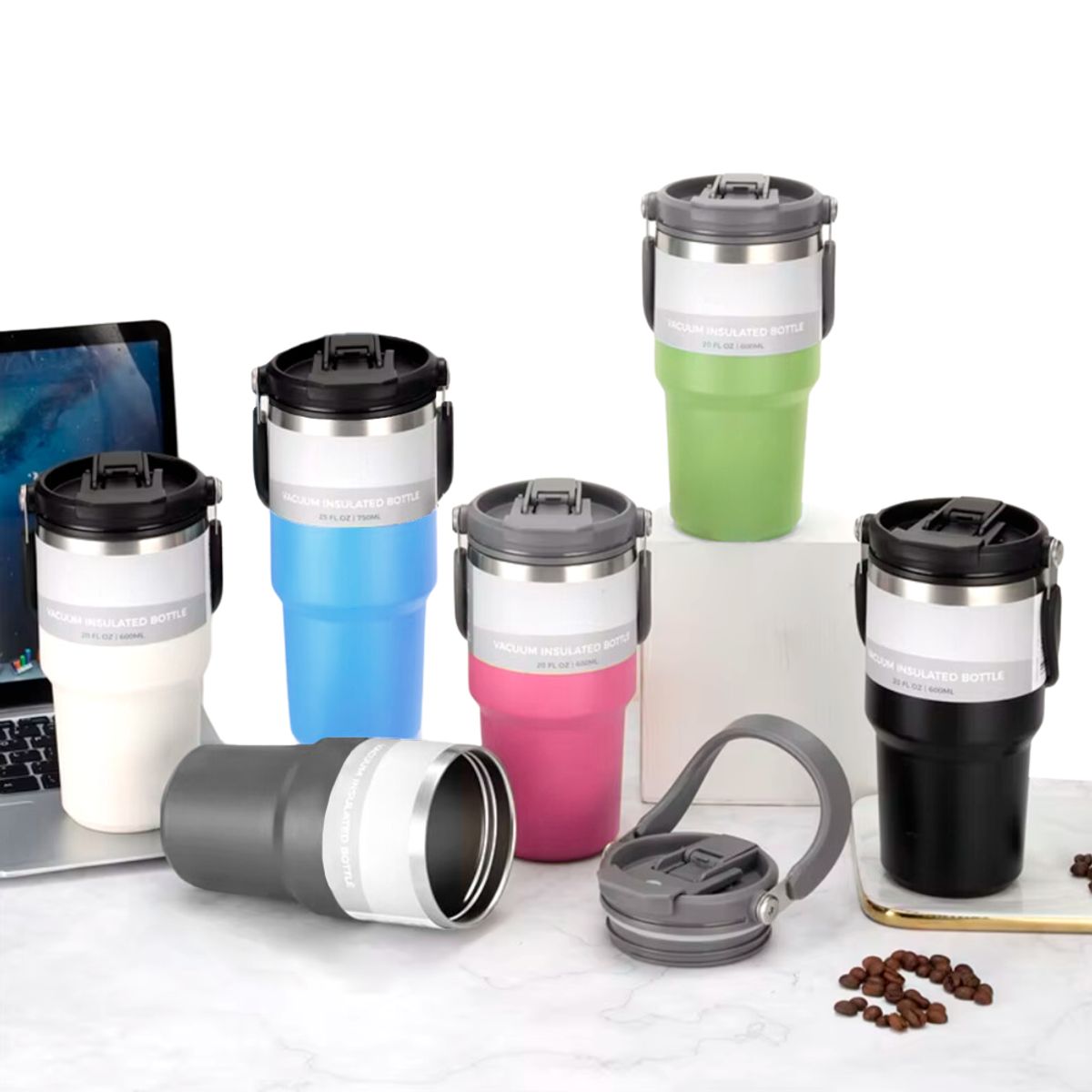 INSPIRA - Termo de Acero Inoxidable con Asa Portable 600 ml