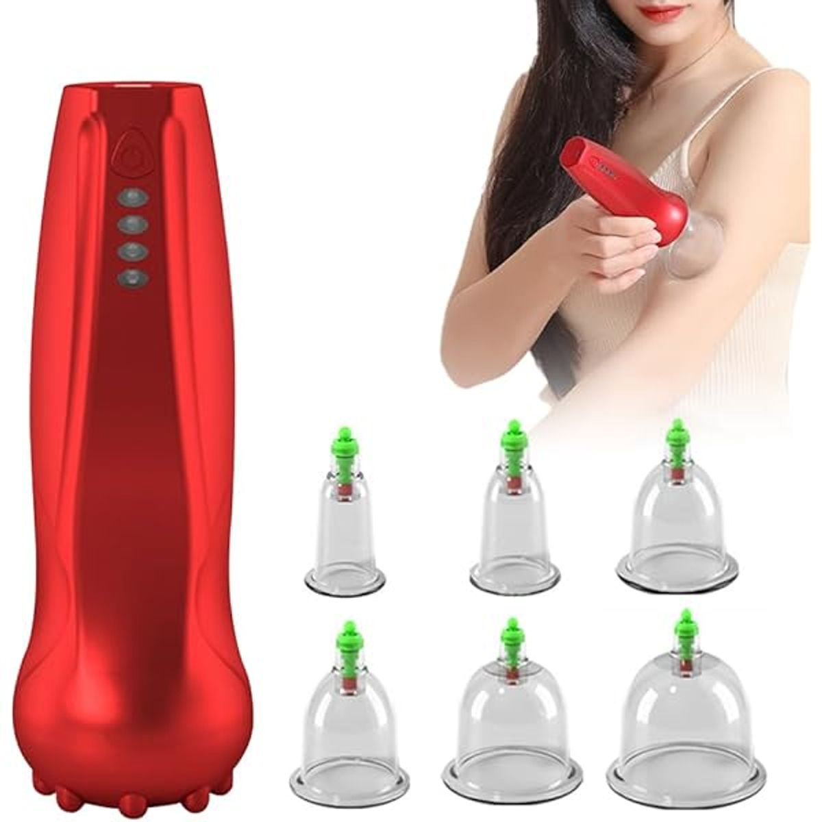 OEM - Set de 6 Copas Ventosas Chinas con Succionador Recargable