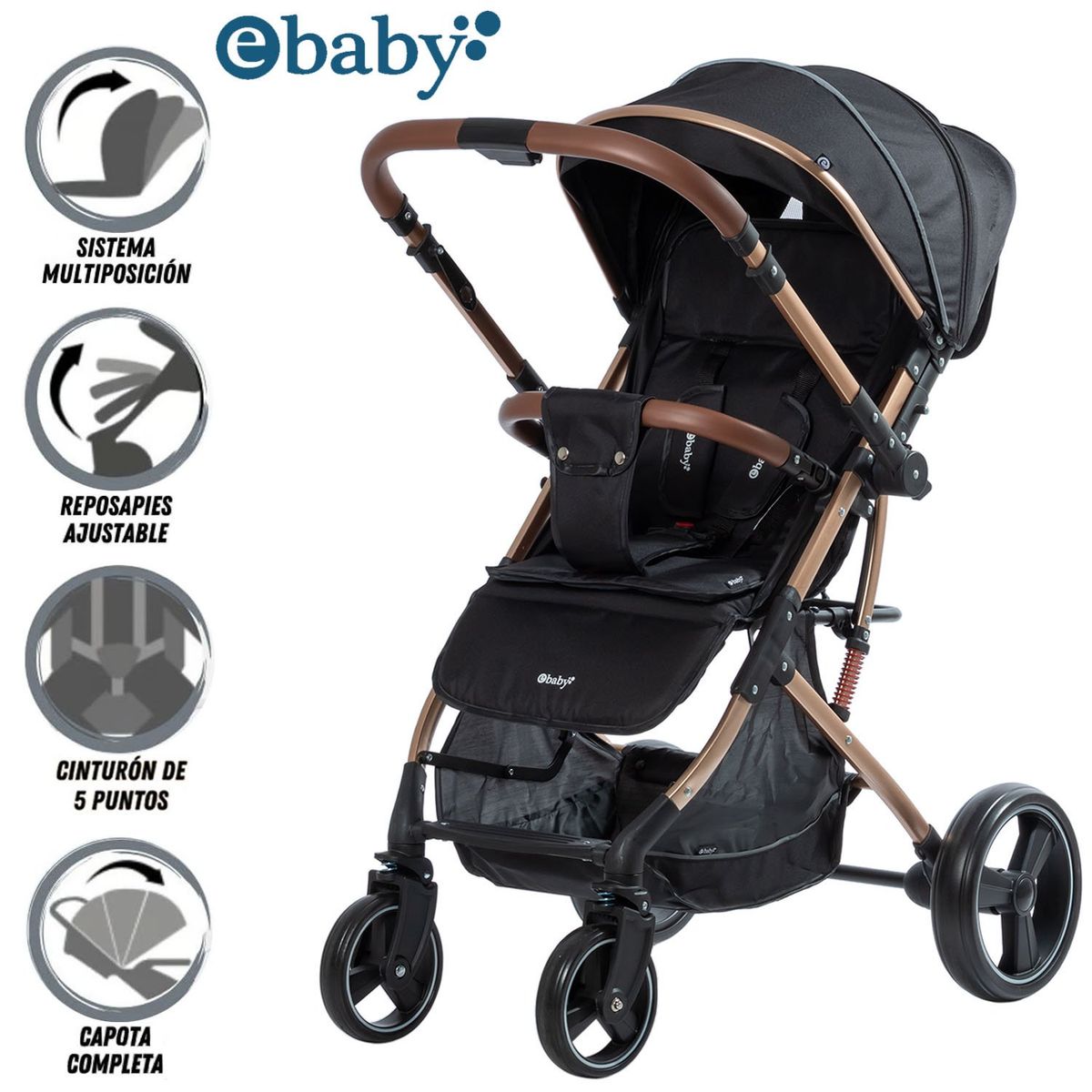 EBABY - Coche Maleta de Lujo RUDI Black