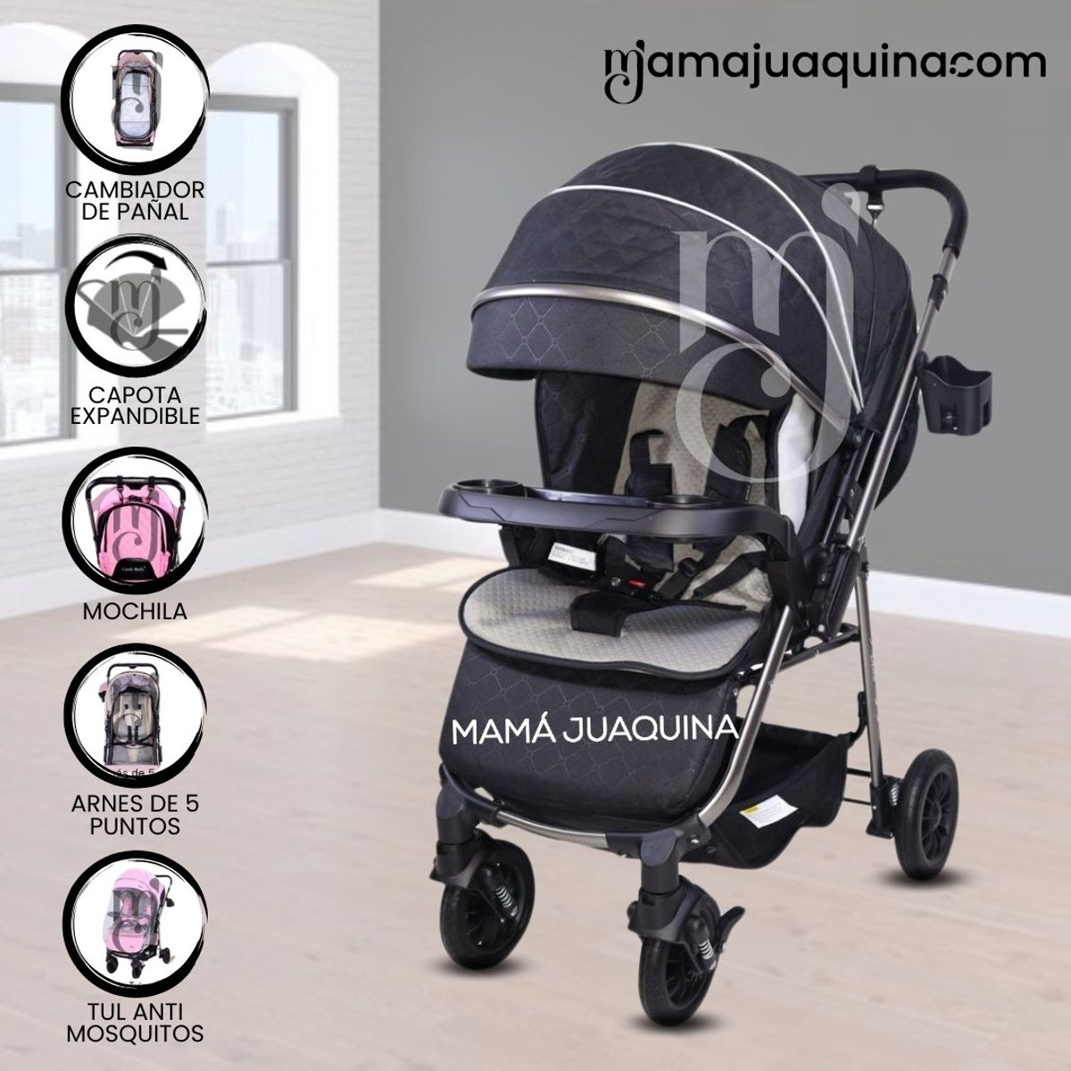 BABY - Coche Cuna De Lujo «DELTA» Black