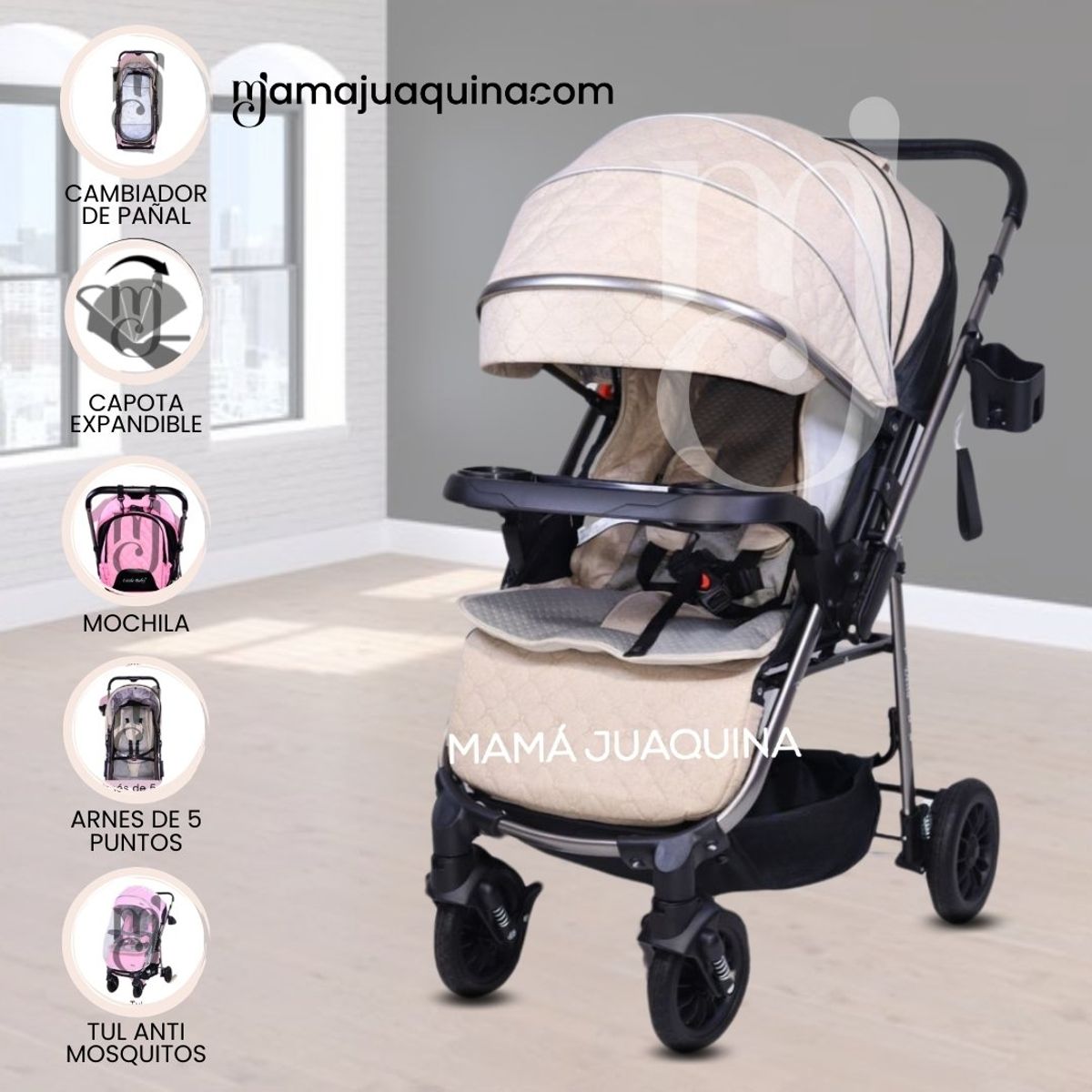 BABY - Coche Cuna De Lujo «DELTA» Beige