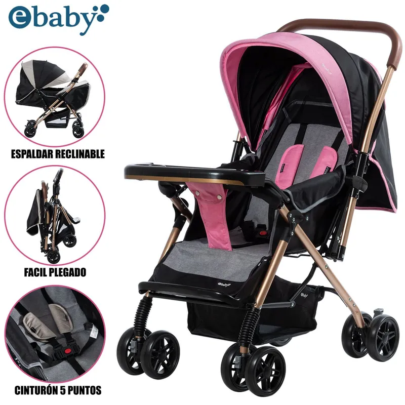 EBABY - Coche Cuna de Lujo «BON» Reclinable Pink