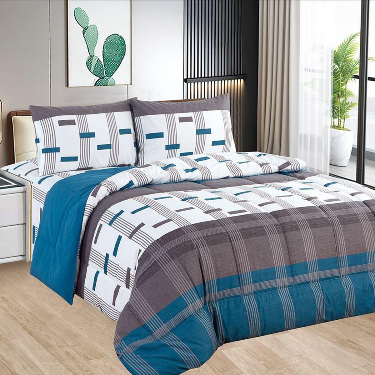 CASATEX - Edredón + Juego de sábanas King size 100% Algodón