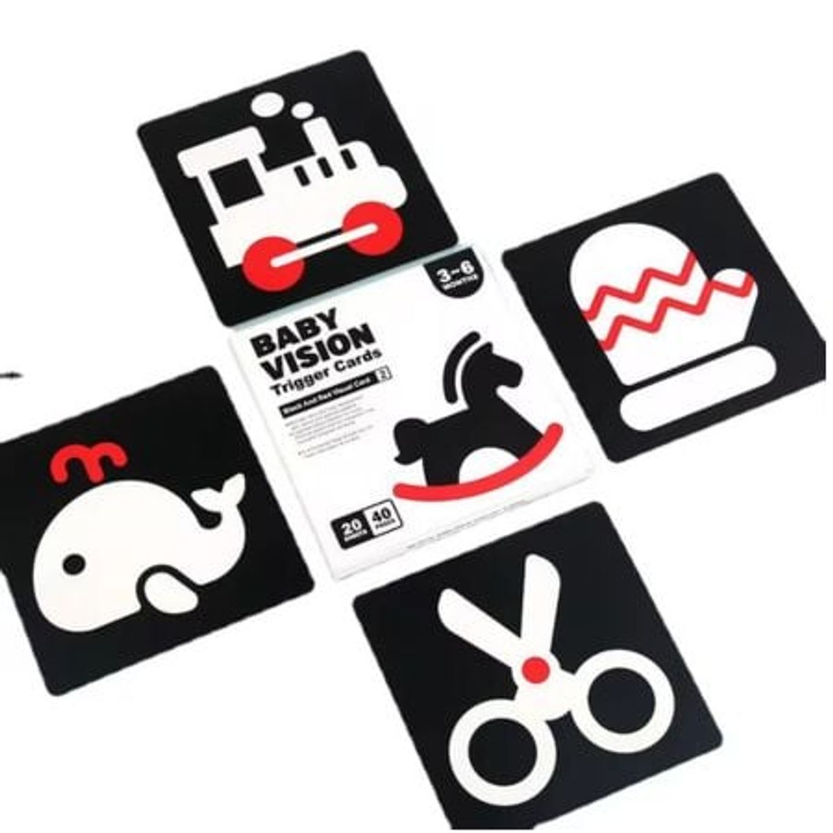 LA TIENDITA DE ALE APRENDE JUGANDO - Tarjetas en Alto contraste la Tiendita de Ale Blanco, negro y rojo 3 a 6 meses