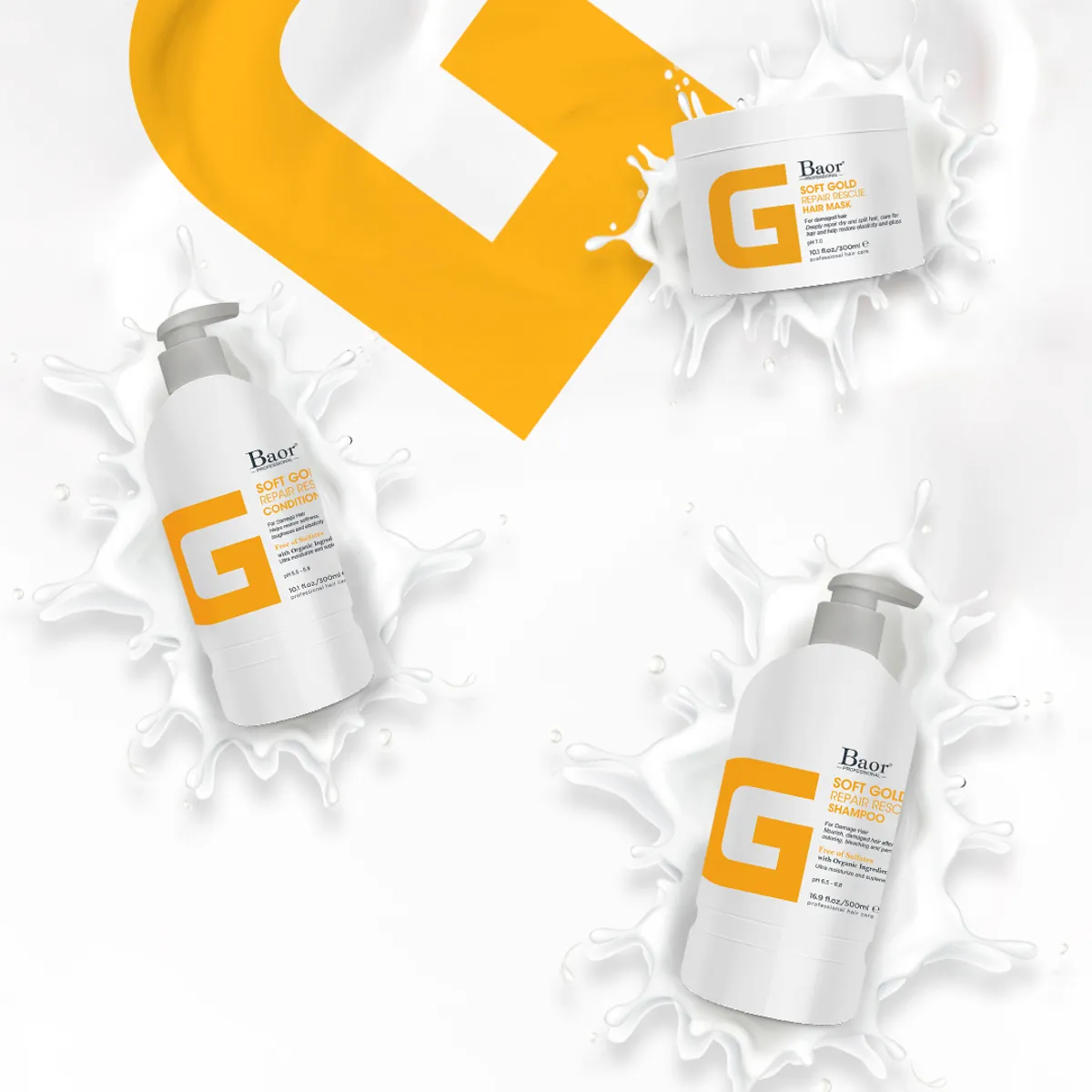 BAOR PROFESSIONAL - BAOR SOFT GOLD Shampoo 500 ml + Conditioner 300 ml + Mask 300 ml