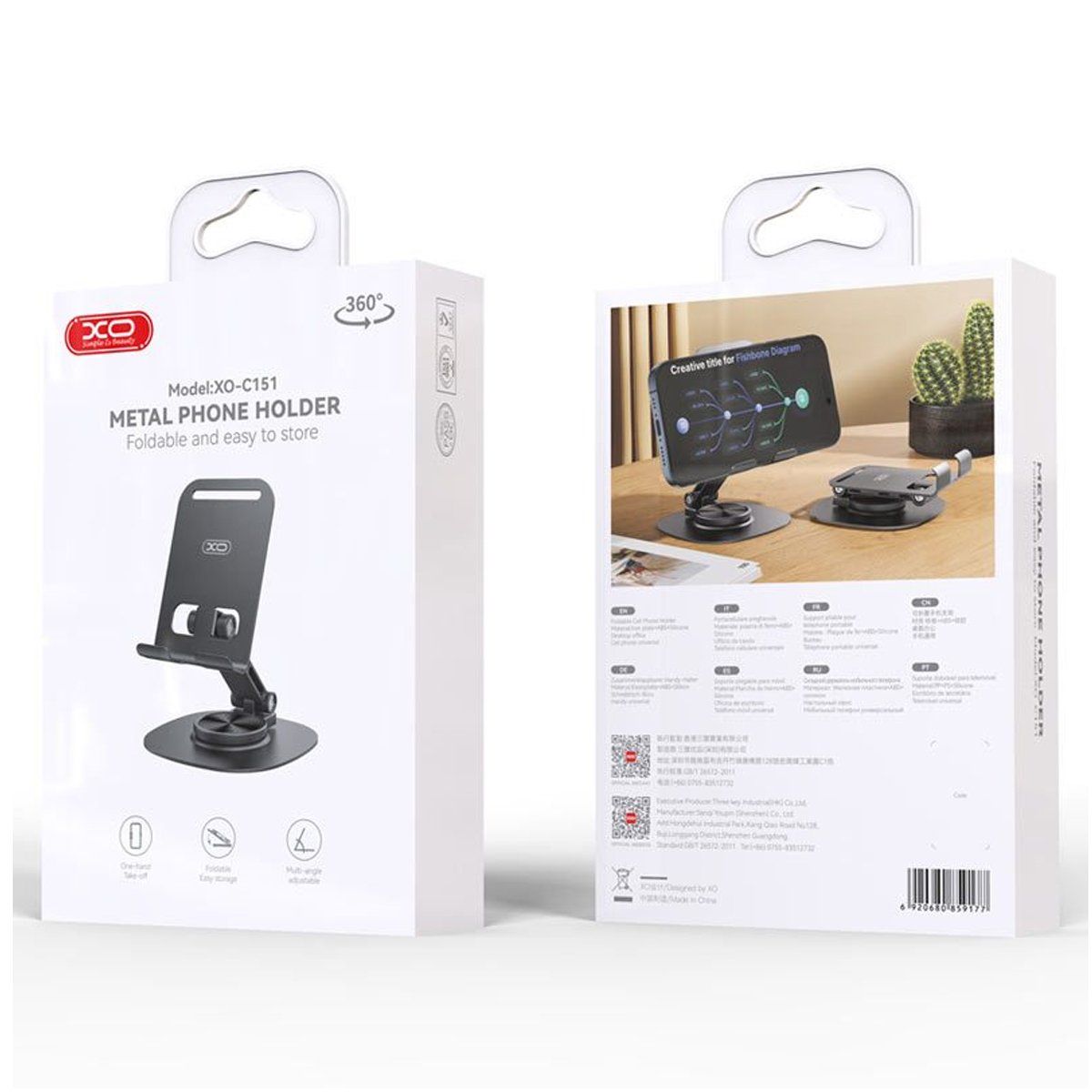 XO - Soporte Metálico De Escritorio XO-C151 Para Celular O Tablet Gris